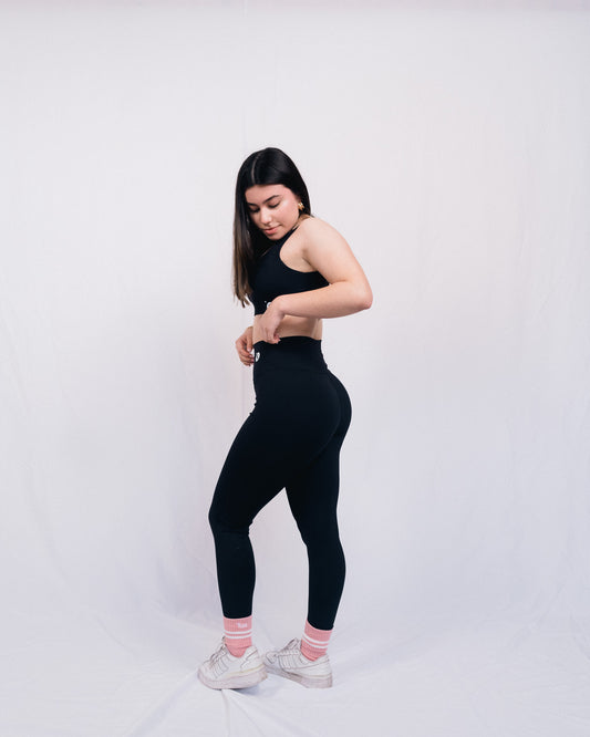 Calcetines Rosados con Raya Blanca