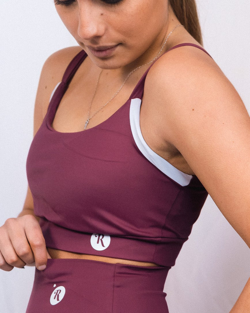 Top Dual Burdeo con Blanco